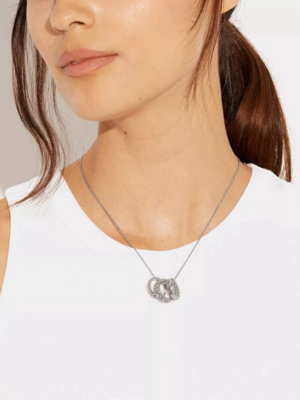 Coach Signature Open Works Rondell Ring Necklace Silver Tone - Picture 6 of 6